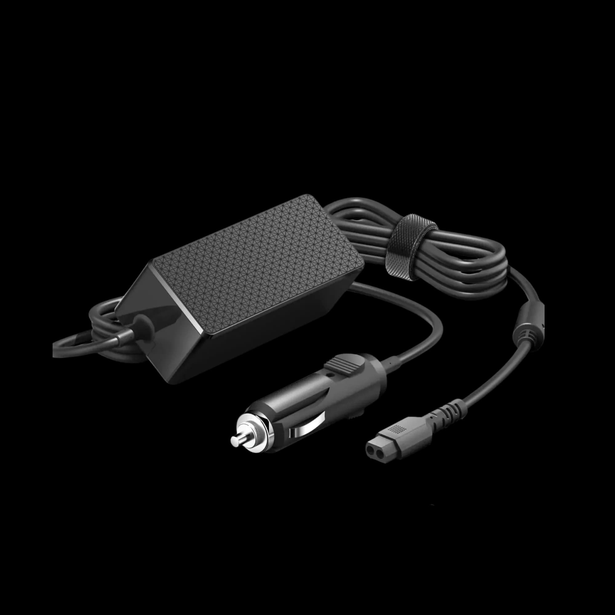 Universal Car & Airplane Laptop Adapter – 12-24V DC in, 15-20V out, 90W, 8 tips.