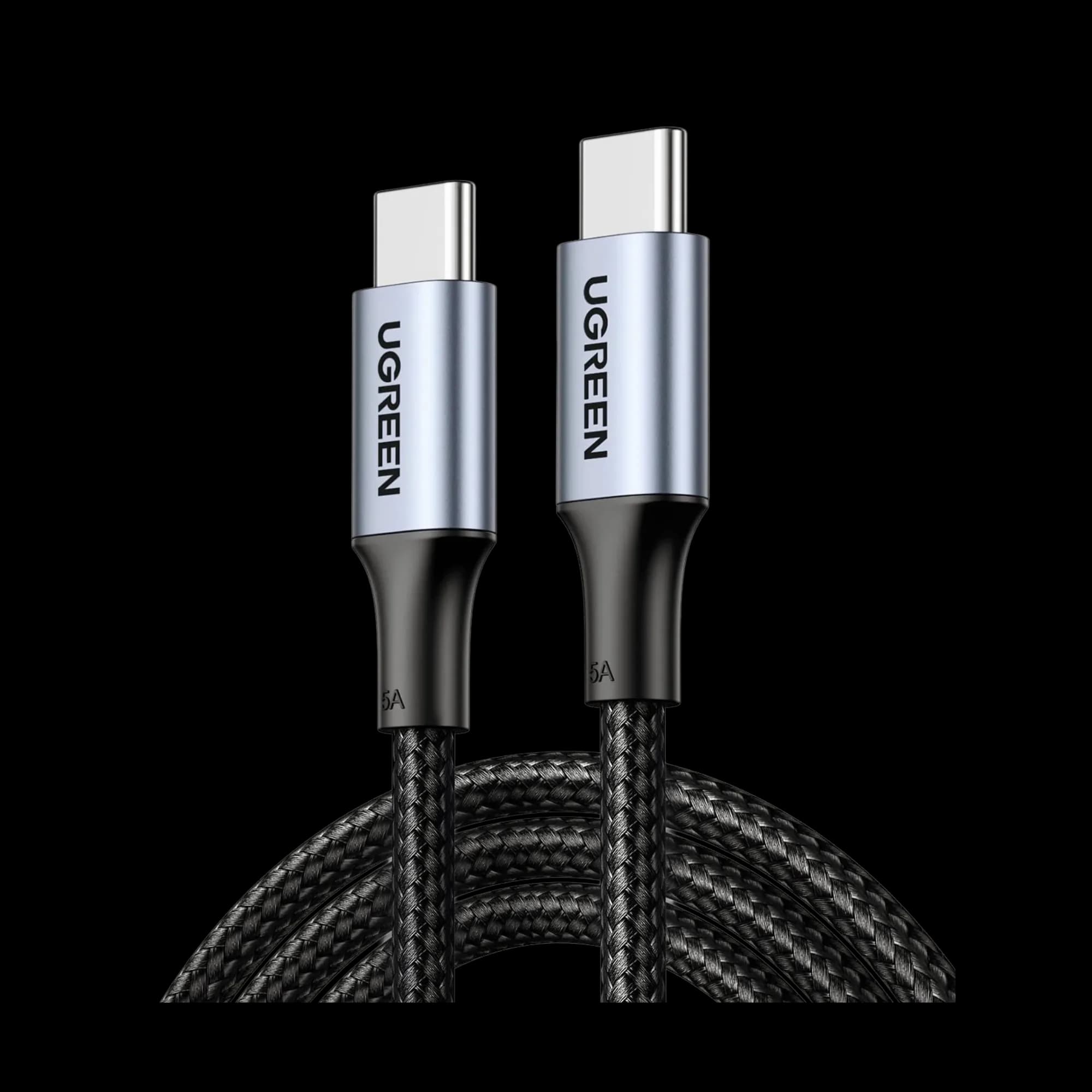 Cable Type-C to Type-C UGREEN US216 Cable Aluminum Case with Braided (1m, 60W, 3A). Gray